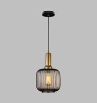 Image 4 of Amber Ribbed Glass Modern Pendant Lighting