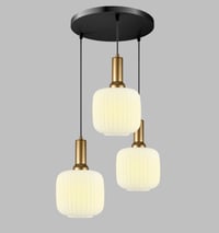 Image 6 of Amber Ribbed Glass Modern Pendant Lighting