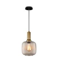 Image 7 of Amber Ribbed Glass Modern Pendant Lighting