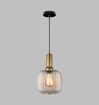 Image 8 of Amber Ribbed Glass Modern Pendant Lighting