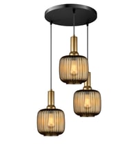 Image 12 of Amber Ribbed Glass Modern Pendant Lighting