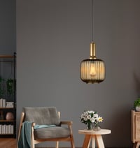 Image 15 of Amber Ribbed Glass Modern Pendant Lighting