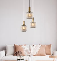Image 16 of Amber Ribbed Glass Modern Pendant Lighting