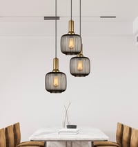 Image 17 of Amber Ribbed Glass Modern Pendant Lighting