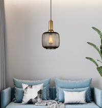 Image 19 of Amber Ribbed Glass Modern Pendant Lighting