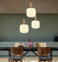 Image 23 of Amber Ribbed Glass Modern Pendant Lighting
