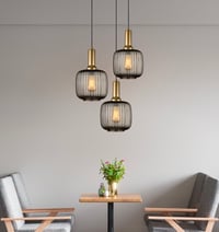 Image 24 of Amber Ribbed Glass Modern Pendant Lighting