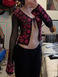 Image 4 of floral crochet tie top 