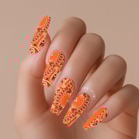 Image 1 of CLASSIC ORANGE BANDANA PAISLEY NAIL DECALS 
