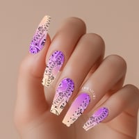 Image 1 of PURPLE &PEACH OMBRE BANDANA NAIL DECALS 