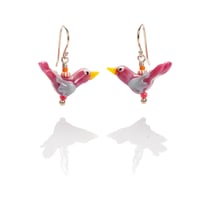pink bird earrings