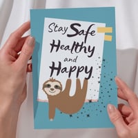 Stay Safe Happy And Healthy Sloth Greeting card