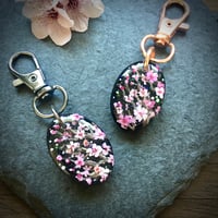 Image 5 of Cherry Blossom on Black Abstract Resin Pendant