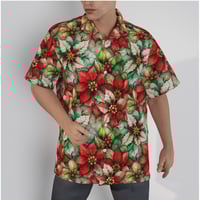 Image 2 of Poinsettia Hawaiian Style Shirt.  