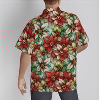 Image 4 of Poinsettia Hawaiian Style Shirt.  