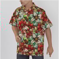 Image 3 of Poinsettia Hawaiian Style Shirt.  