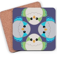 Image 1 of Four Quaker Parrot Borbs Table Coaster