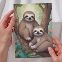 Two Sloths In The Forest Blank Greeting card