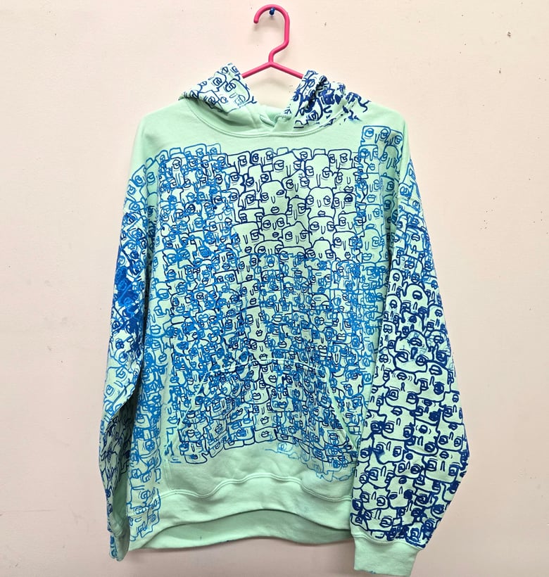 Image of Size Large Faces Seafoam Green Hoodie 1 of 1