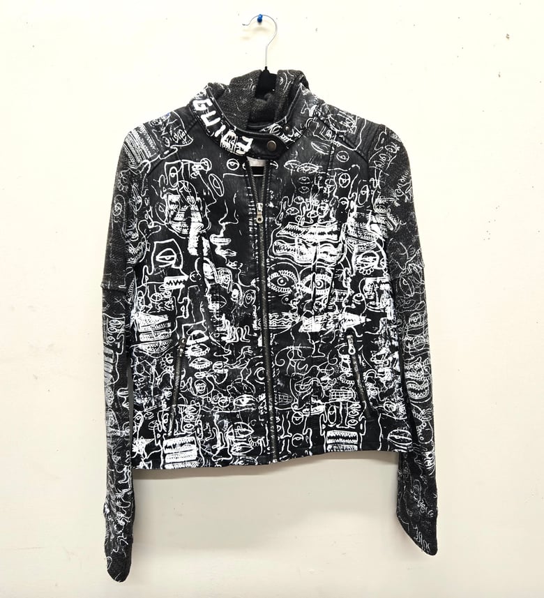 Image of Size Small Monster Faces Leather Jacket 1 of 1
