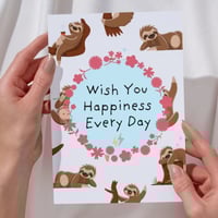 Wish You Happiness Every Day Sloth Greeting card