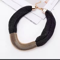 Image 2 of Black Mesh Gold Plated Choker