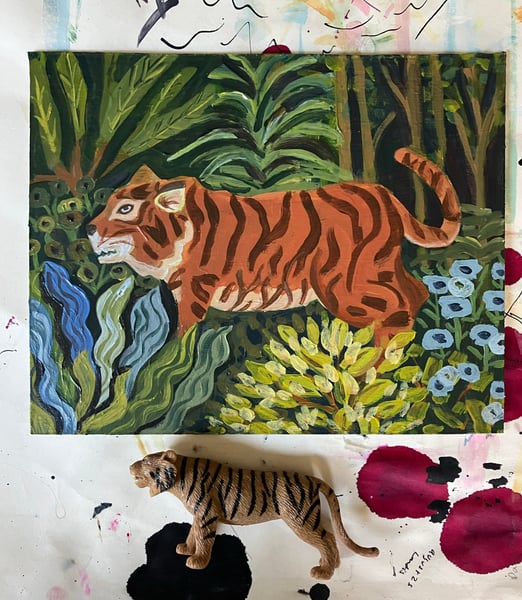 Image of Original Painting Jungle Tiger