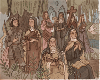 Saintly ladies in the garden