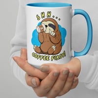 Image 2 of Sloth Shh Coffee First Coffee Mug