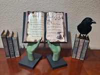 Image 1 of Witch Hands Spell Book Holder – Halloween Decor, Magical Book Stand