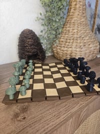 Image 1 of Forest-Inspired Chess Set | Roll-Up Log Design