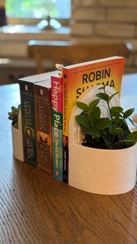 Image 3 of Bookend Planter with Water Catch Tray –Modern Bookshelf Plant Holder
