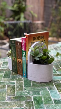 Image 6 of Bookend Planter with Water Catch Tray –Modern Bookshelf Plant Holder