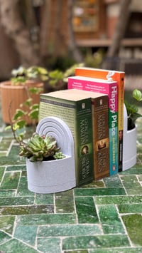 Image 9 of Bookend Planter with Water Catch Tray –Modern Bookshelf Plant Holder