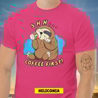 Image 8 of Sloth Shh Coffee First Unisex T-shirt