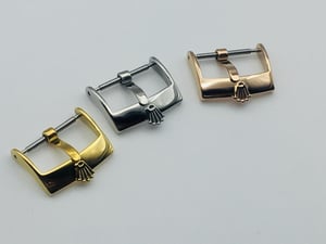 Image of rolex watch strap buckles,16mm and 18mm,s/steel.yellow gold,rose pink gold