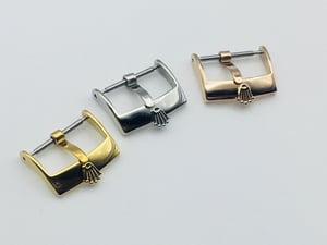 Image of rolex watch strap buckles,16mm and 18mm,s/steel.yellow gold,rose pink gold