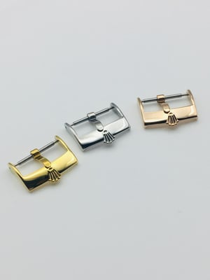 Image of rolex watch strap buckles,16mm and 18mm,s/steel.yellow gold,rose pink gold