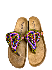 Image 3 of African handmade beads slippers for women.
