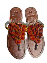 Image 2 of African handmade beads slippers for women.