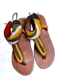 Image 3 of Handmade African beaded sandals .