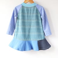 Image 2 of cherry polka dot blue courtneycourtney two 2T 2 second 2nd birthday bday longsleeved dress
