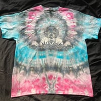 Image 1 of Dank n' Dungeon- Kaleidoscope Tie-Dye Blue, Black, White, and Pink Tee- XL