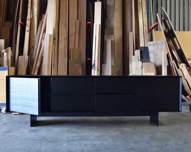 REID SIDEBOARD IN TORCHED TASMANIAN OAK WITH DOORS