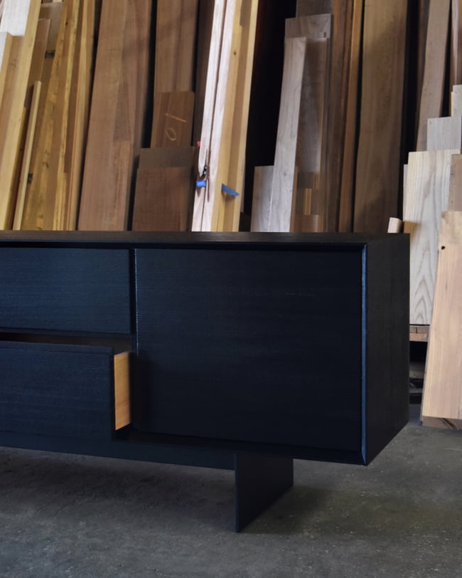 REID SIDEBOARD IN TORCHED TASMANIAN OAK WITH DOORS
