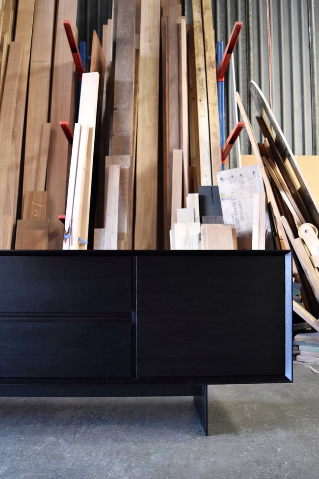 REID SIDEBOARD IN TORCHED TASMANIAN OAK WITH DOORS