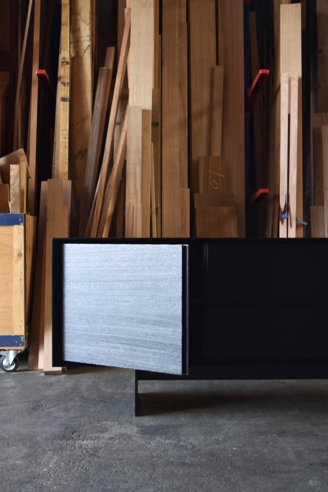 REID SIDEBOARD IN TORCHED TASMANIAN OAK WITH DOORS