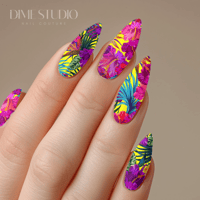 Image 1 of TROPICAL PARADISE FLORAL NAIL DECALS 