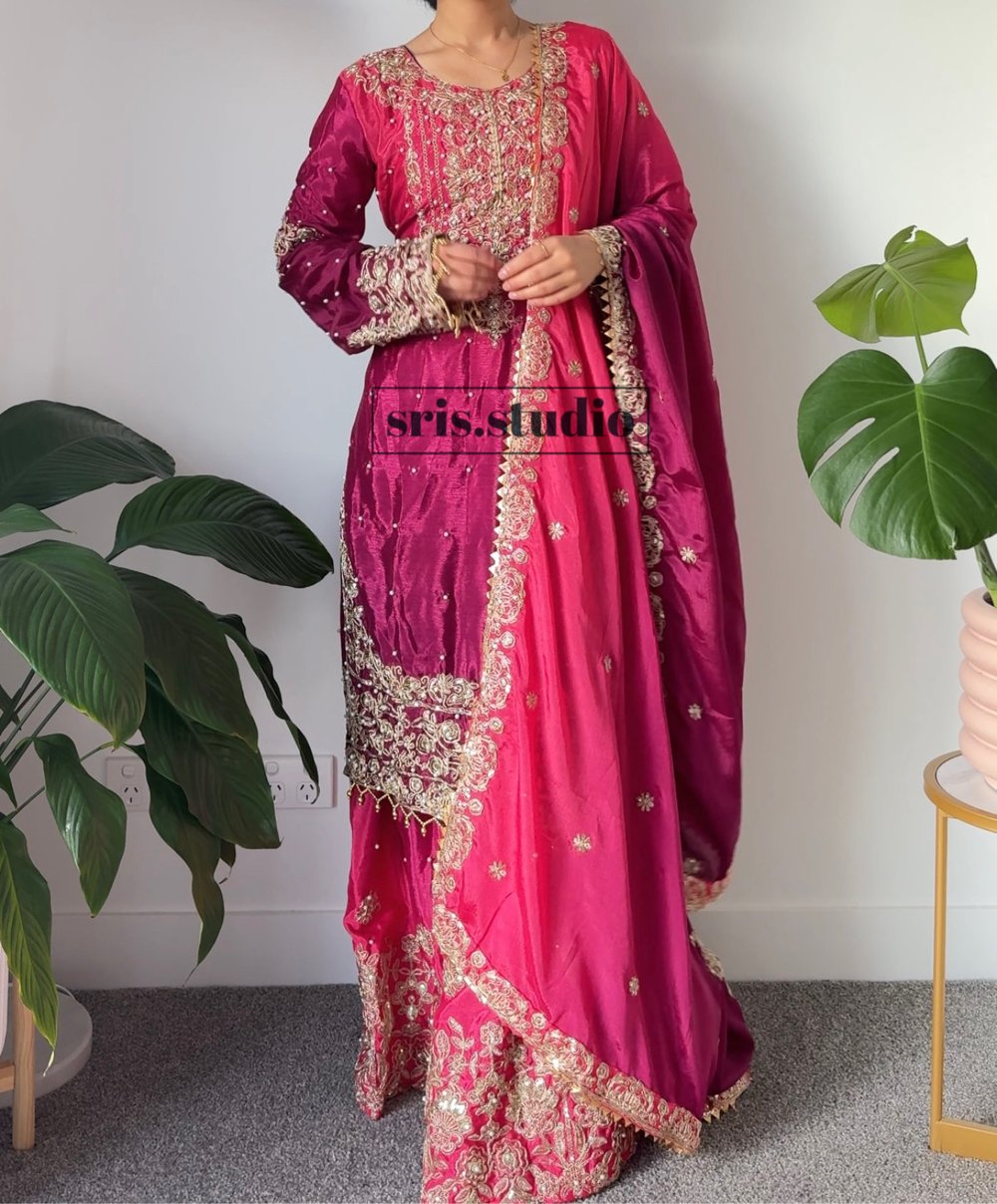 Image of Wine and Raani pink three piece set 