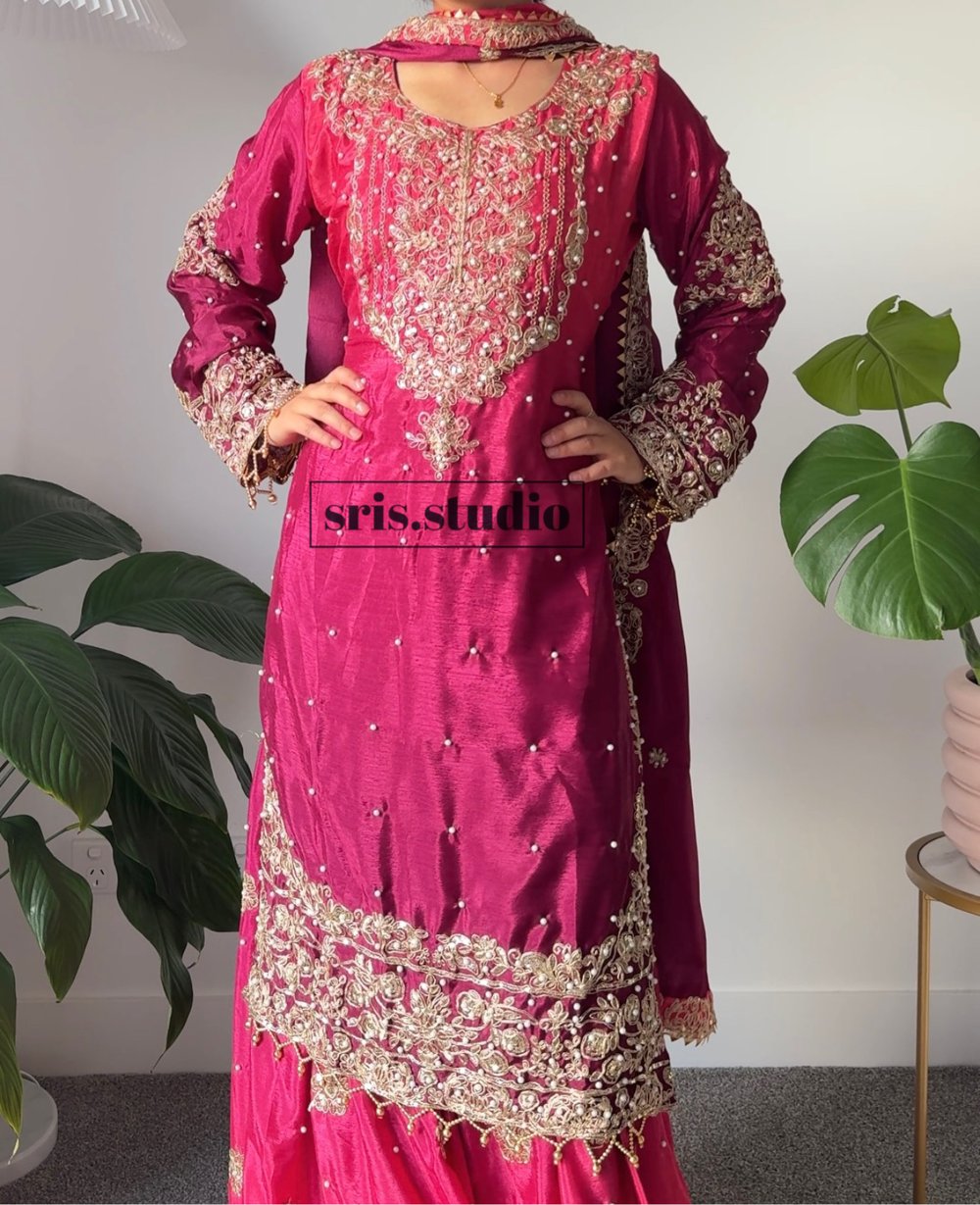 Image of Wine and Raani pink three piece set 